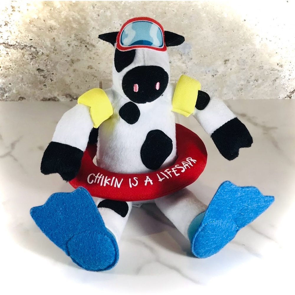 Chick-fil A Plush Cow - Chikin Is A Lifesavr NEW swim snorkel fins COLLECTIBLE